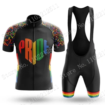 Pride Heart Мужская Велосипедная Майка 2023, Комплект Летних рубашек для шоссейных гонок в стиле ретро с комиксами, Костюм Шорты, MTB Ropa