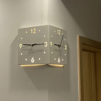 Двусторонние квадратные настенные часы В минималистичном креативном уголке, цифровые выдолбленные бесшумные настенные часы, простое украшение стен