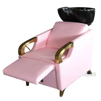 стиральные машины розового золота для салона с обратной промывкой стул для шампуня, чаша и стул для парикмахерской мебель розового цвета