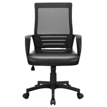 Эргономичный офисный стул из сетки с регулируемой средней спинкой с поясничной поддержкой, черное сиденье